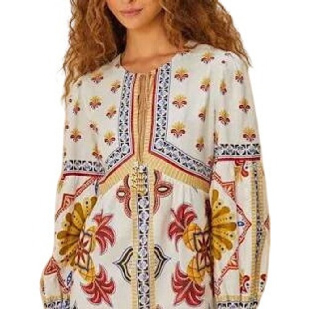 FARM Rio Cream Mini Dress with Red and Mustard Floral Print